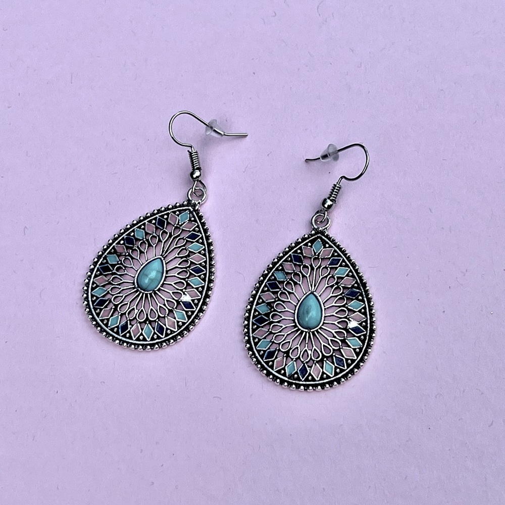 turquoise teardrop dangle earrings